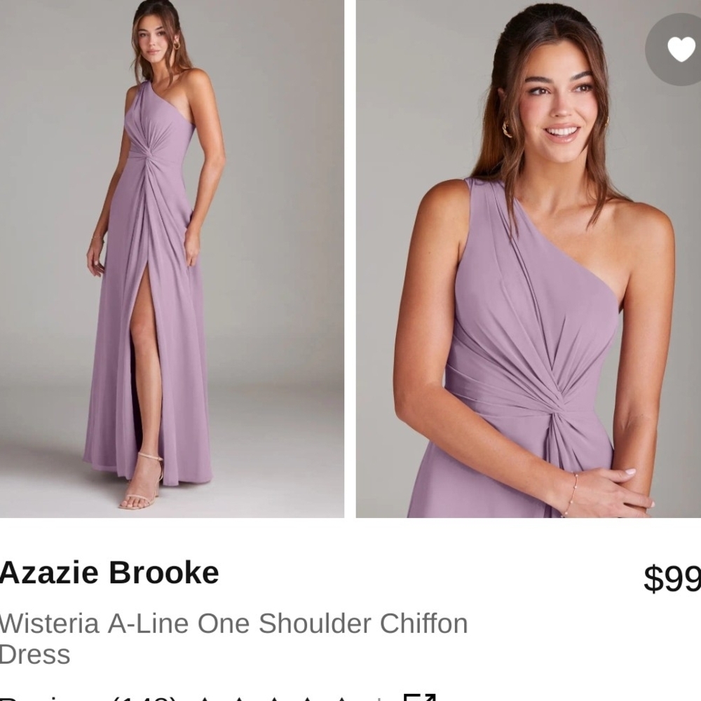Azazie Brooke Lavender One Shoulder Chiffon Dress
